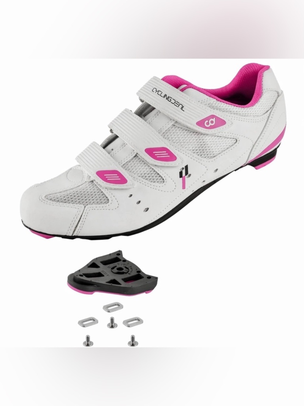 🔥Cycling Women's White and Pink Road Shoes with Cleat Compatibility🔥